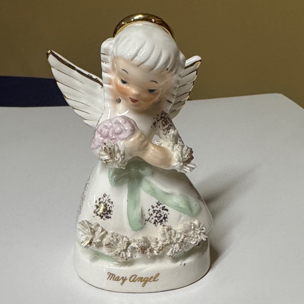 Napco May Birthday Angel  Vintage 1950’s Original Ceramic Spaghetti Trim #A1365